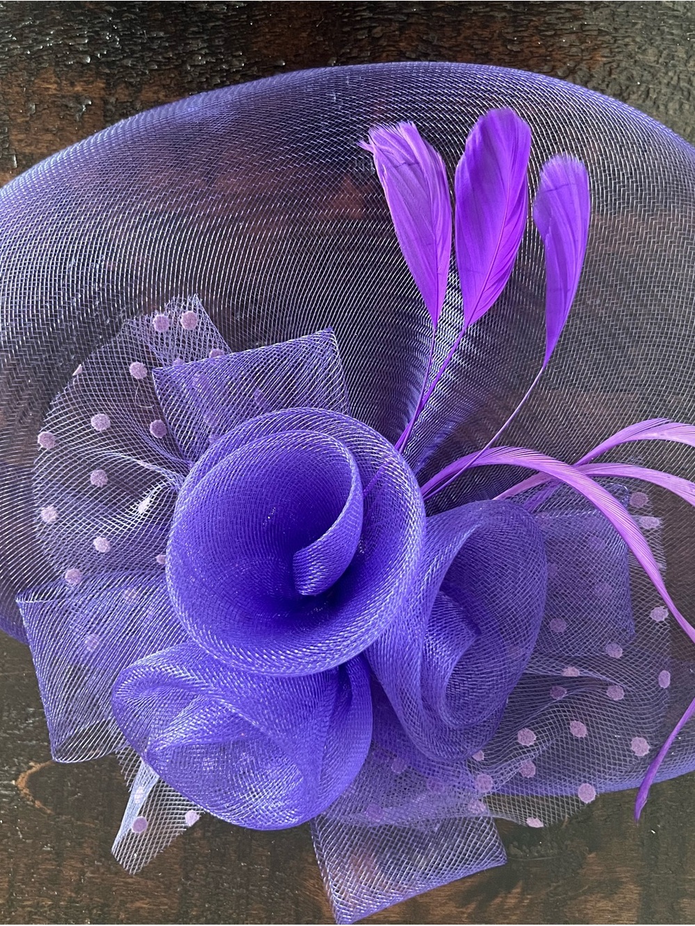 Purple Floral Mesh Fascinator Headpiece - Women Accessories